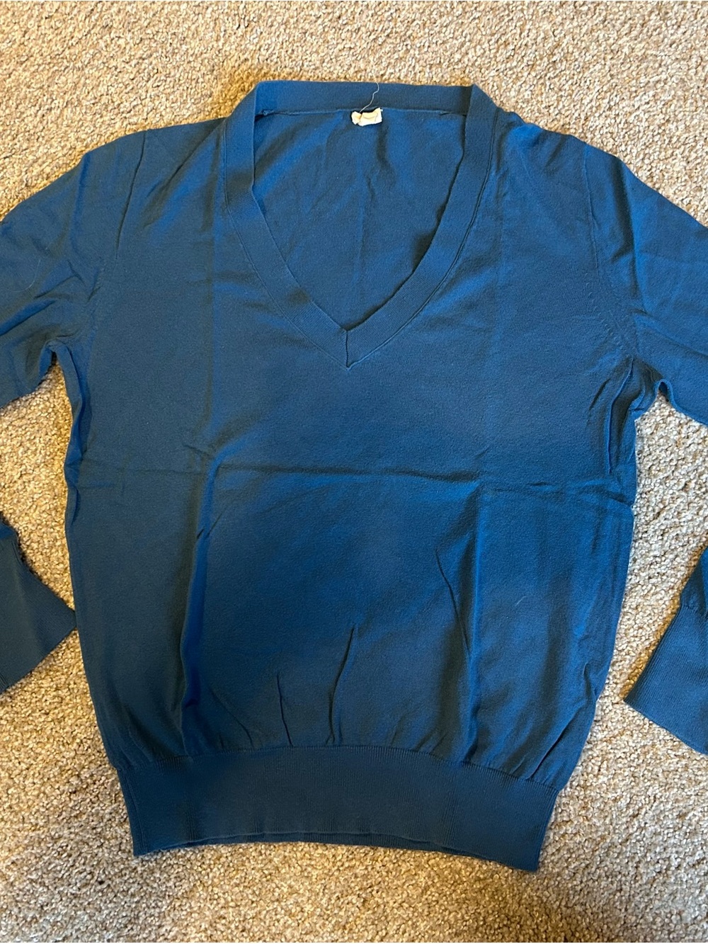 J.Crew 100% Cotton Blue V-Neck Sweater Size L
